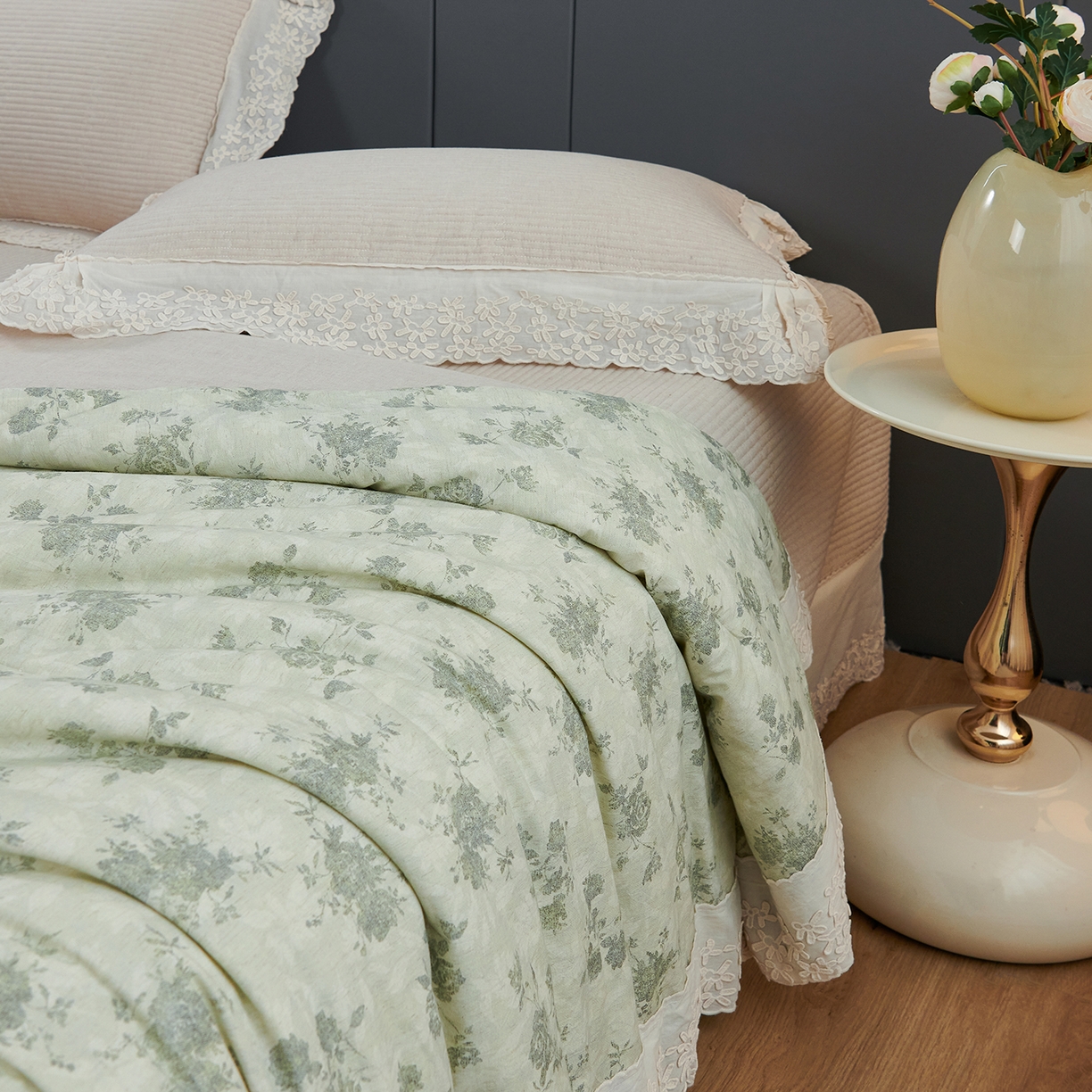 91家纺网 家纺一手货源 找家纺 优希家纺 2025新款暮悠棉麻多功能春秋被四件套 青蔓栖梦