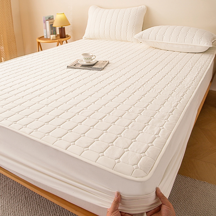 91家纺网 家纺一手货源 找家纺 （总）小禹仔家纺 2025新款亲肤面包格夹棉床笠