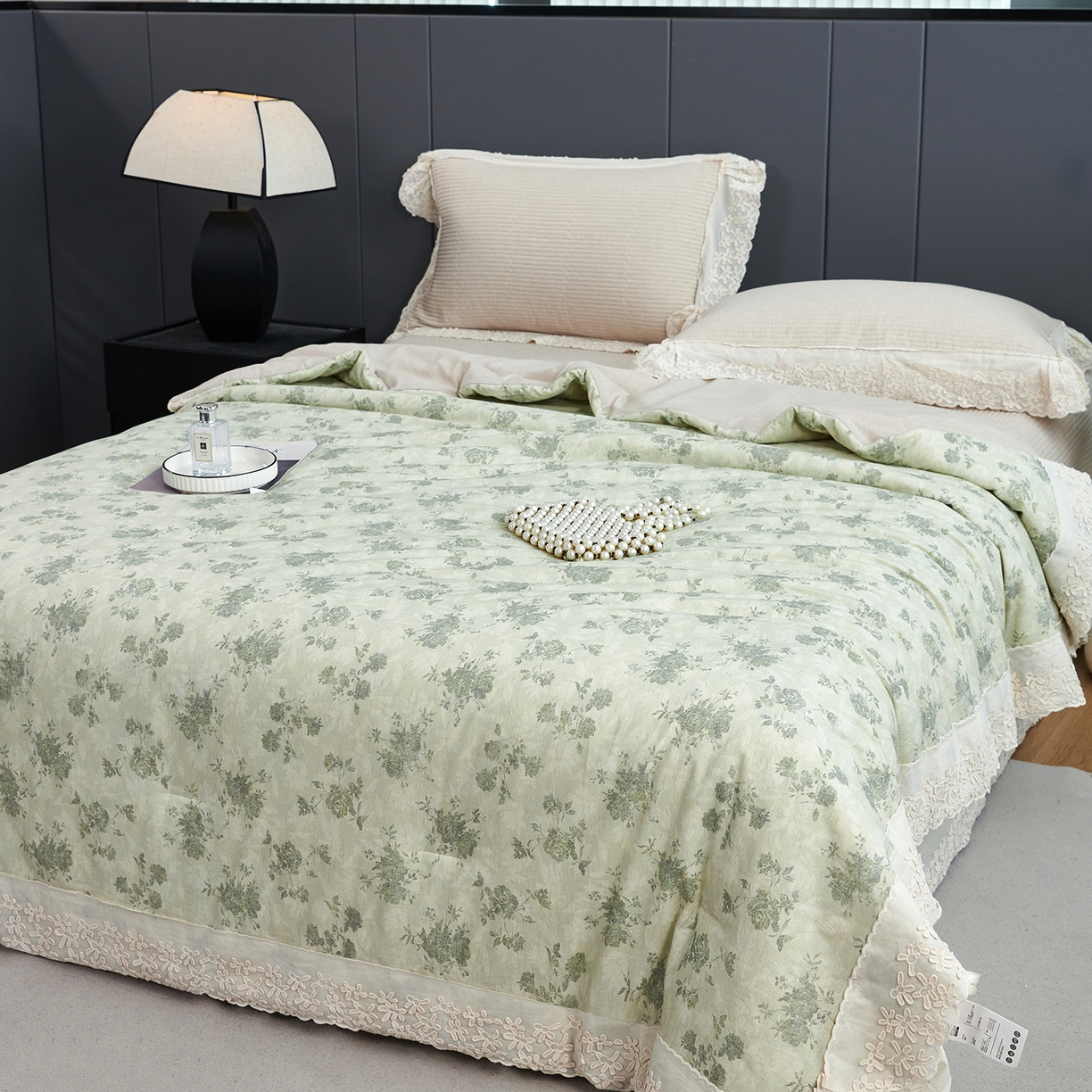 91家纺网 家纺一手货源 找家纺 优希家纺 2025新款暮悠棉麻多功能春秋被四件套 青蔓栖梦