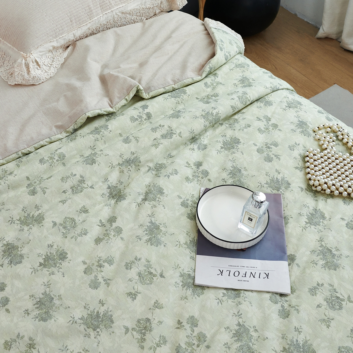 91家纺网 家纺一手货源 找家纺 优希家纺 2025新款暮悠棉麻多功能春秋被四件套 青蔓栖梦