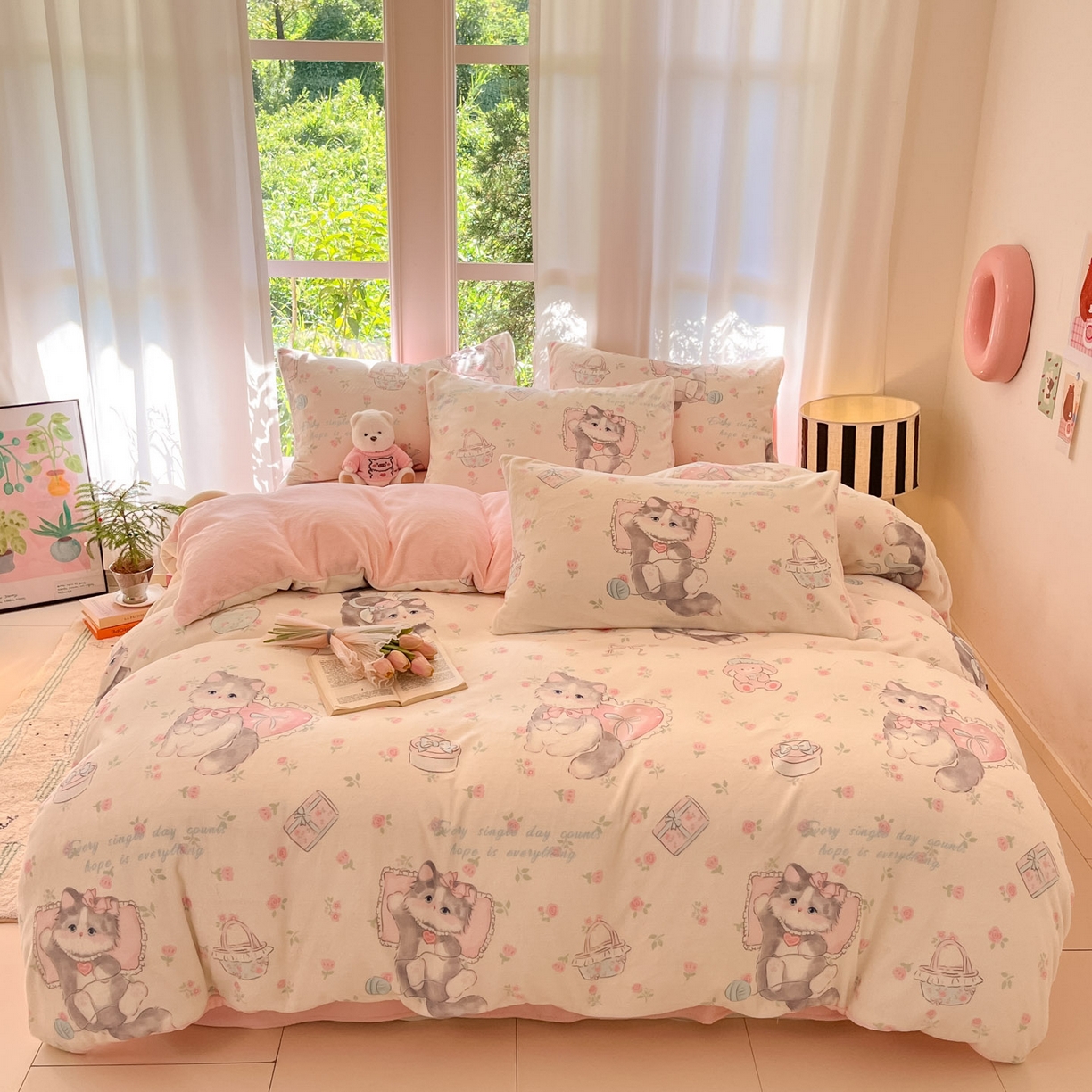 91家纺网 家纺一手货源 找家纺 （总）慕澄家纺 2025新款小清新牛奶绒印花四件套