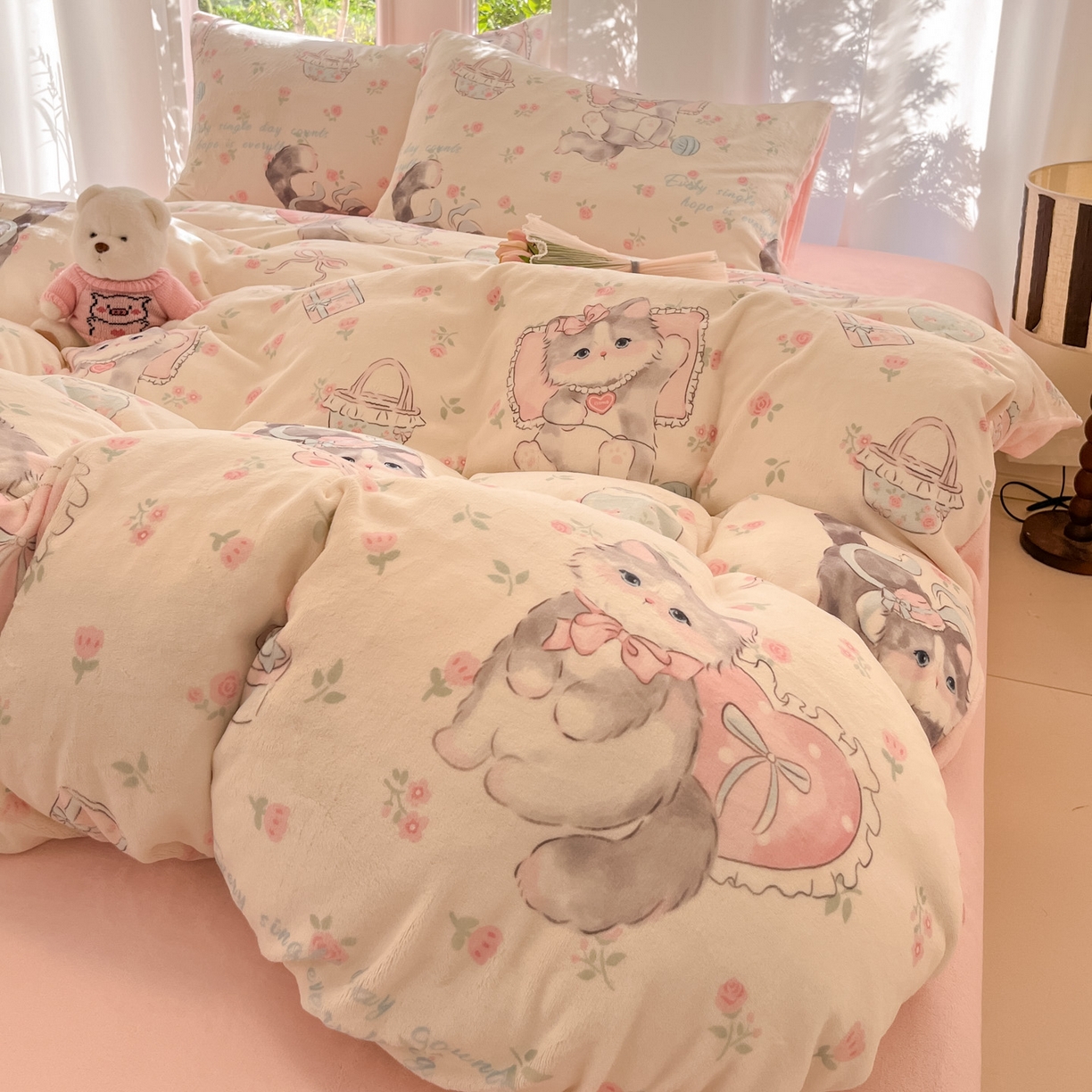 91家纺网 家纺一手货源 找家纺 （总）慕澄家纺 2025新款小清新牛奶绒印花四件套