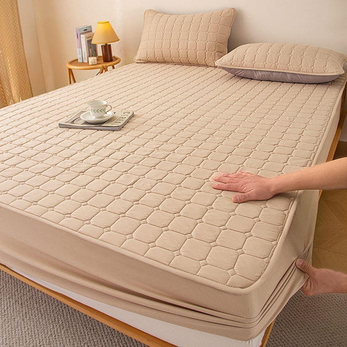 91家纺网 家纺一手货源 找家纺 （总）小禹仔家纺 2025新款亲肤面包格夹棉床笠