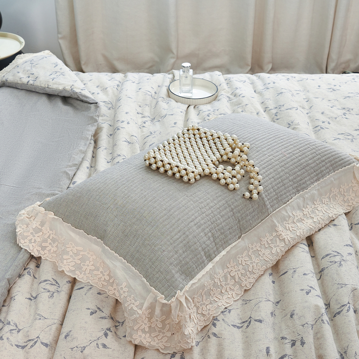 91家纺网 家纺一手货源 找家纺 优希家纺 2025新款暮悠棉麻多功能春秋被四件套 云绣梦境