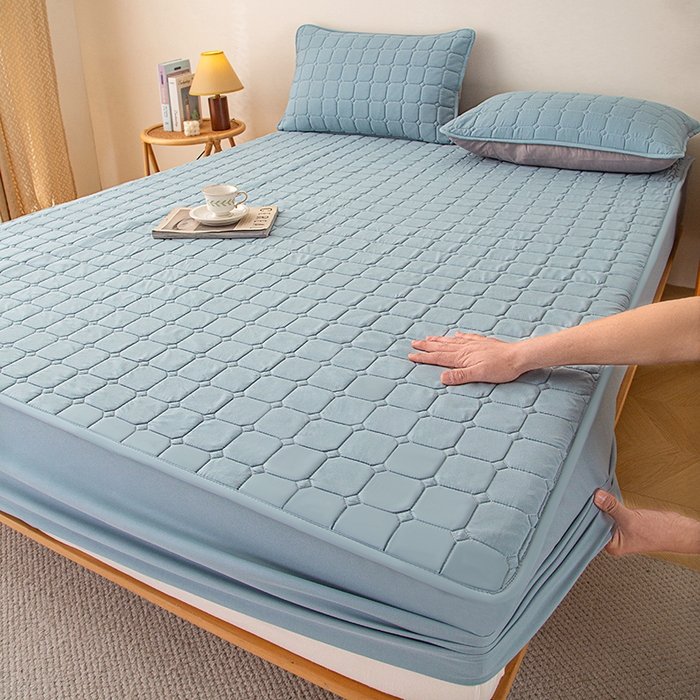 91家纺网 家纺一手货源 找家纺 （总）小禹仔家纺 2025新款亲肤面包格夹棉床笠