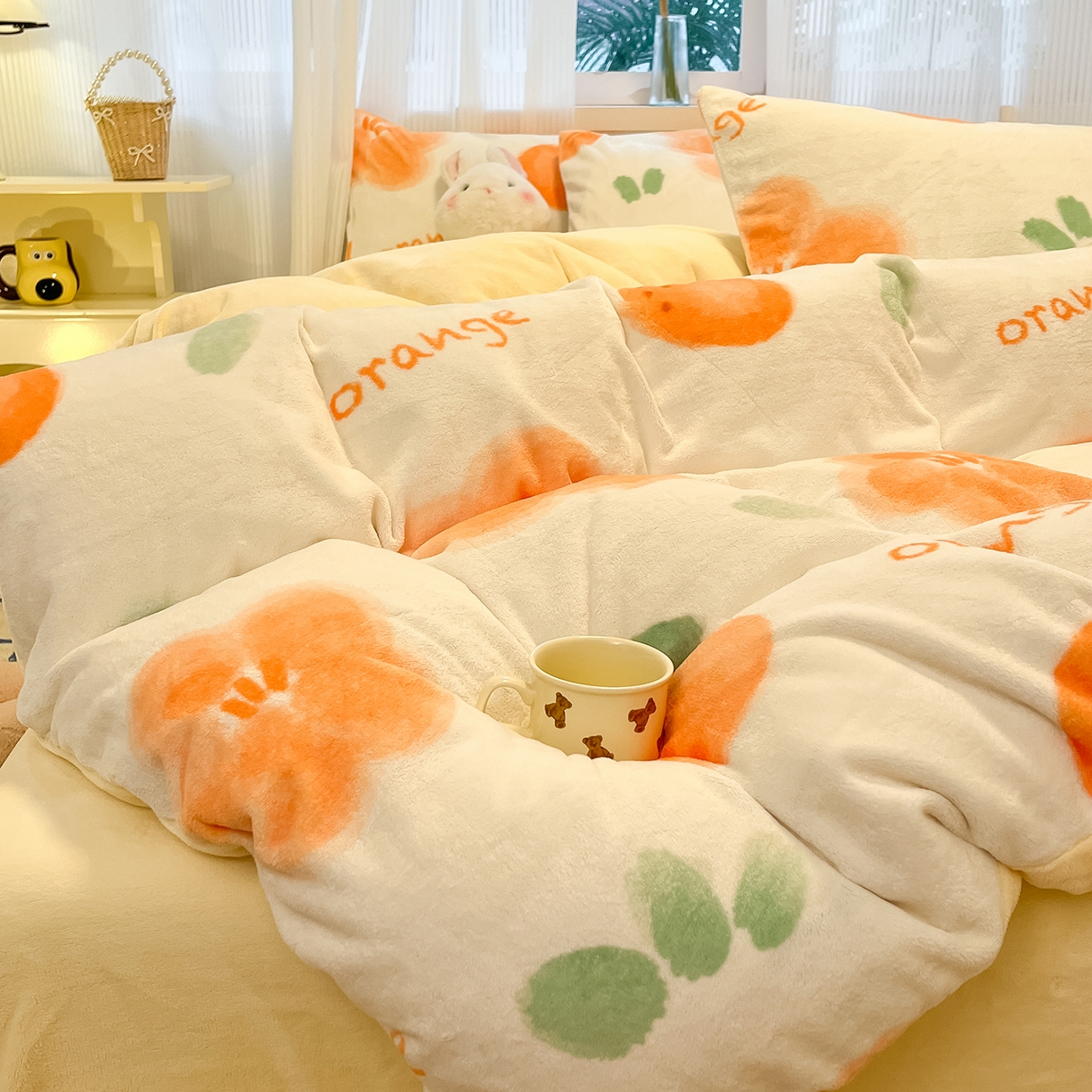 91家纺网 家纺一手货源 找家纺 （总）慕澄家纺 2025新款小清新牛奶绒印花四件套