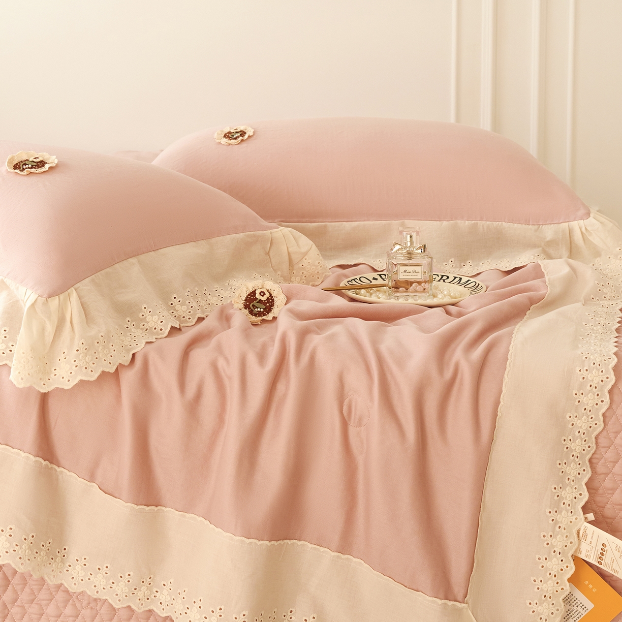 91家纺网 家纺一手货源 找家纺 优希家纺 2025新款竹氧棉多功能春秋被四件套 粉色