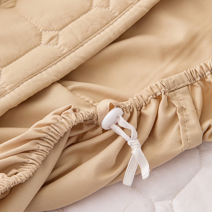 91家纺网 家纺一手货源 找家纺 小禹仔家纺 2025新款亲肤面包格夹棉床笠 卡其