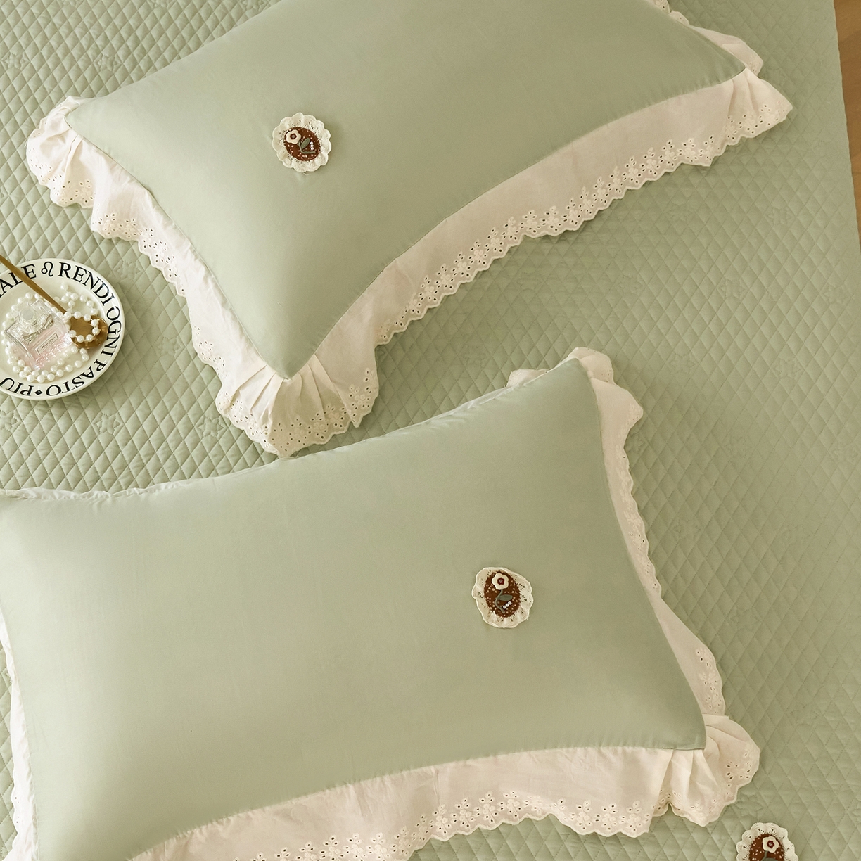 91家纺网 家纺一手货源 找家纺 优希家纺 2025新款竹氧棉多功能春秋被四件套 绿色