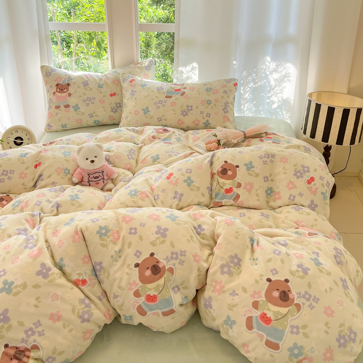 91家纺网 家纺一手货源 找家纺 （总）慕澄家纺 2025新款小清新牛奶绒印花四件套