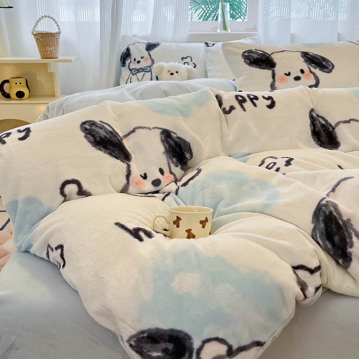 91家纺网 家纺一手货源 找家纺 （总）慕澄家纺 2025新款小清新牛奶绒印花四件套