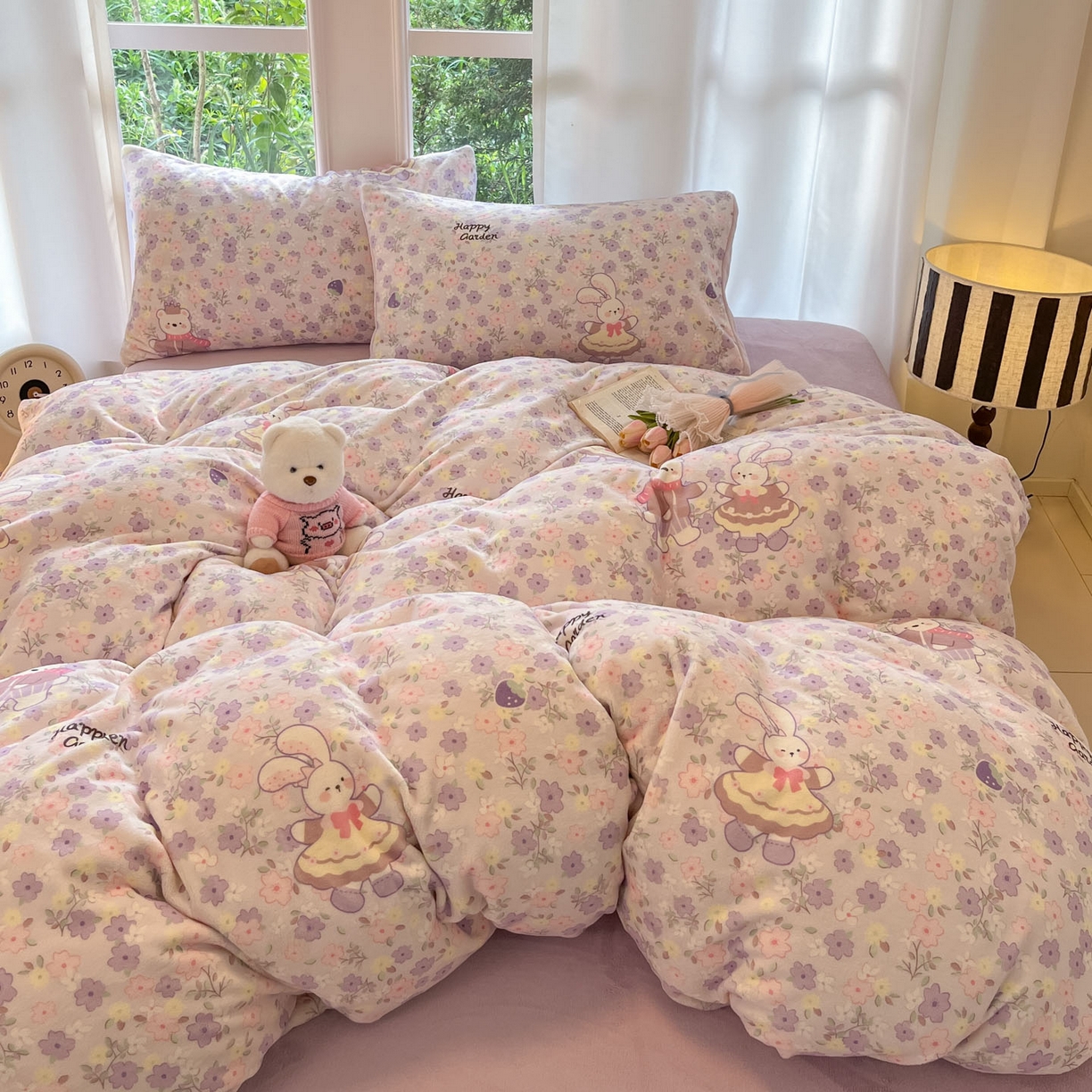 91家纺网 家纺一手货源 找家纺 （总）慕澄家纺 2025新款小清新牛奶绒印花四件套