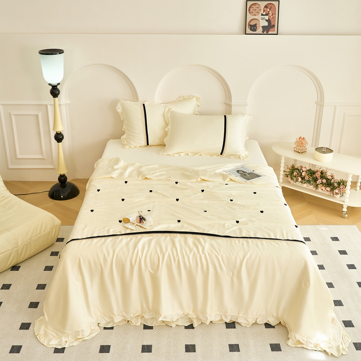 优希家纺 2025新款樱桃公主夏被四件套 黄色