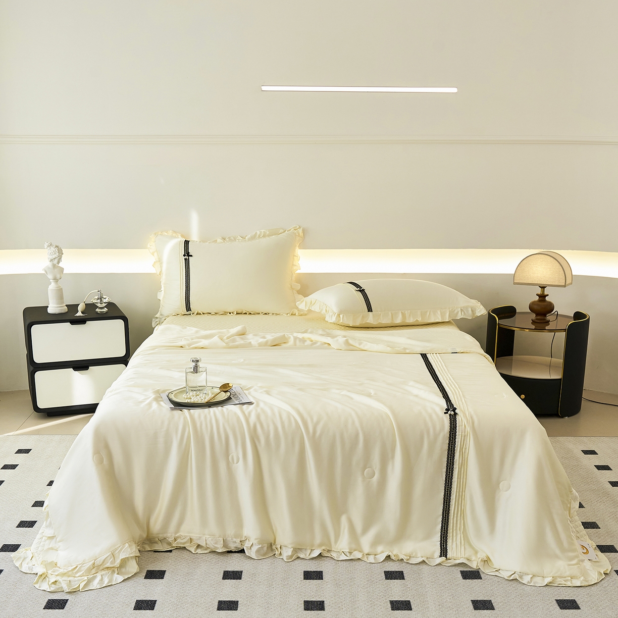 91家纺网 家纺一手货源 找家纺 优希家纺 2025新款樱桃公主夏被四件套 黄色