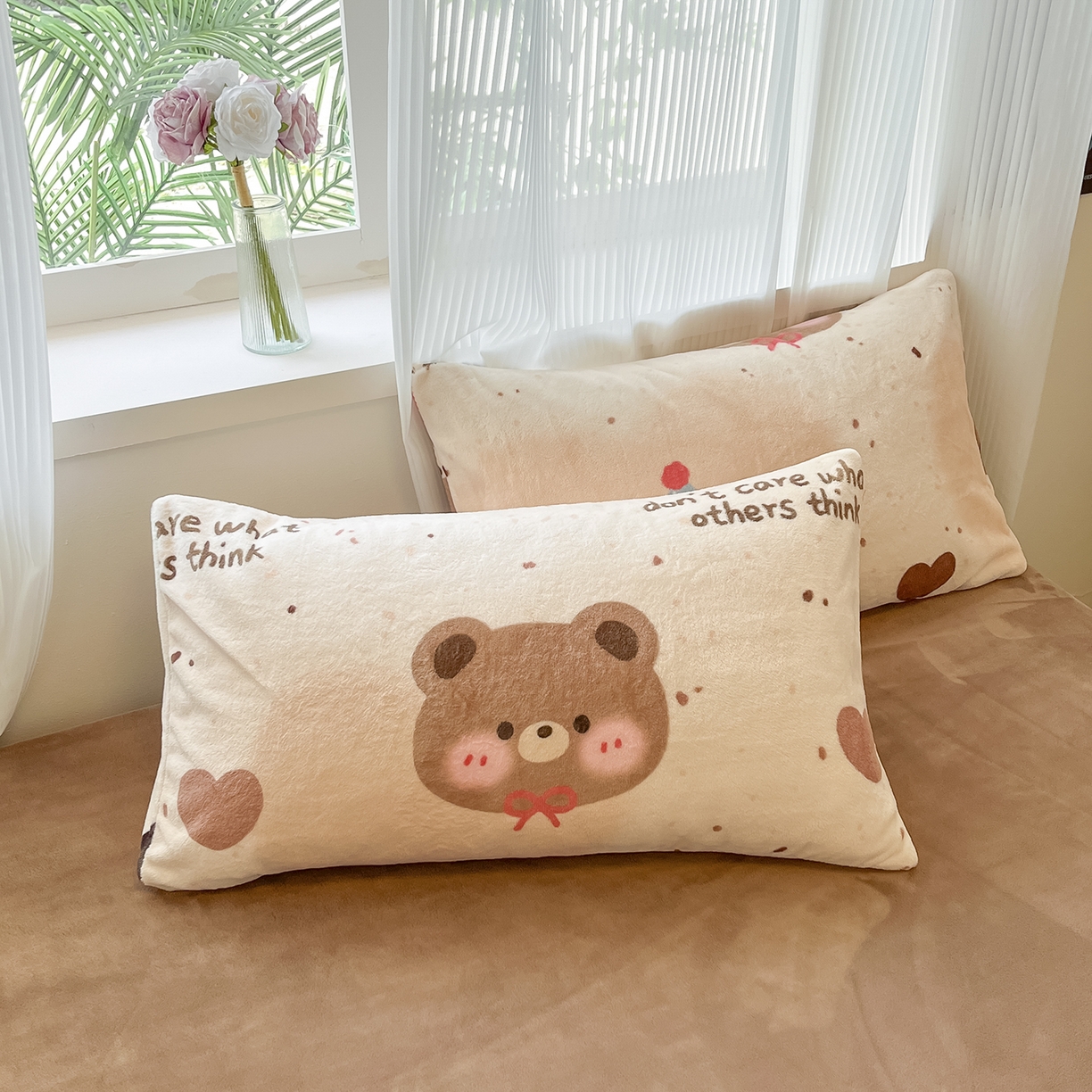 91家纺网 家纺一手货源 找家纺 慕澄家纺 2025新款小清新牛奶绒印花四件套 点点熊仔