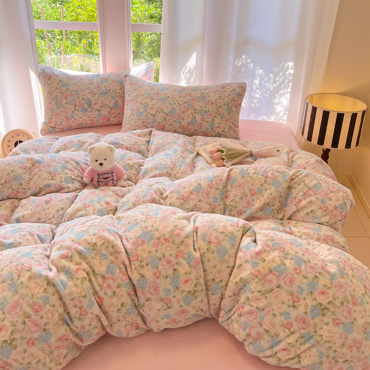 91家纺网 家纺一手货源 找家纺 慕澄家纺 2025新款小清新牛奶绒印花四件套 繁花