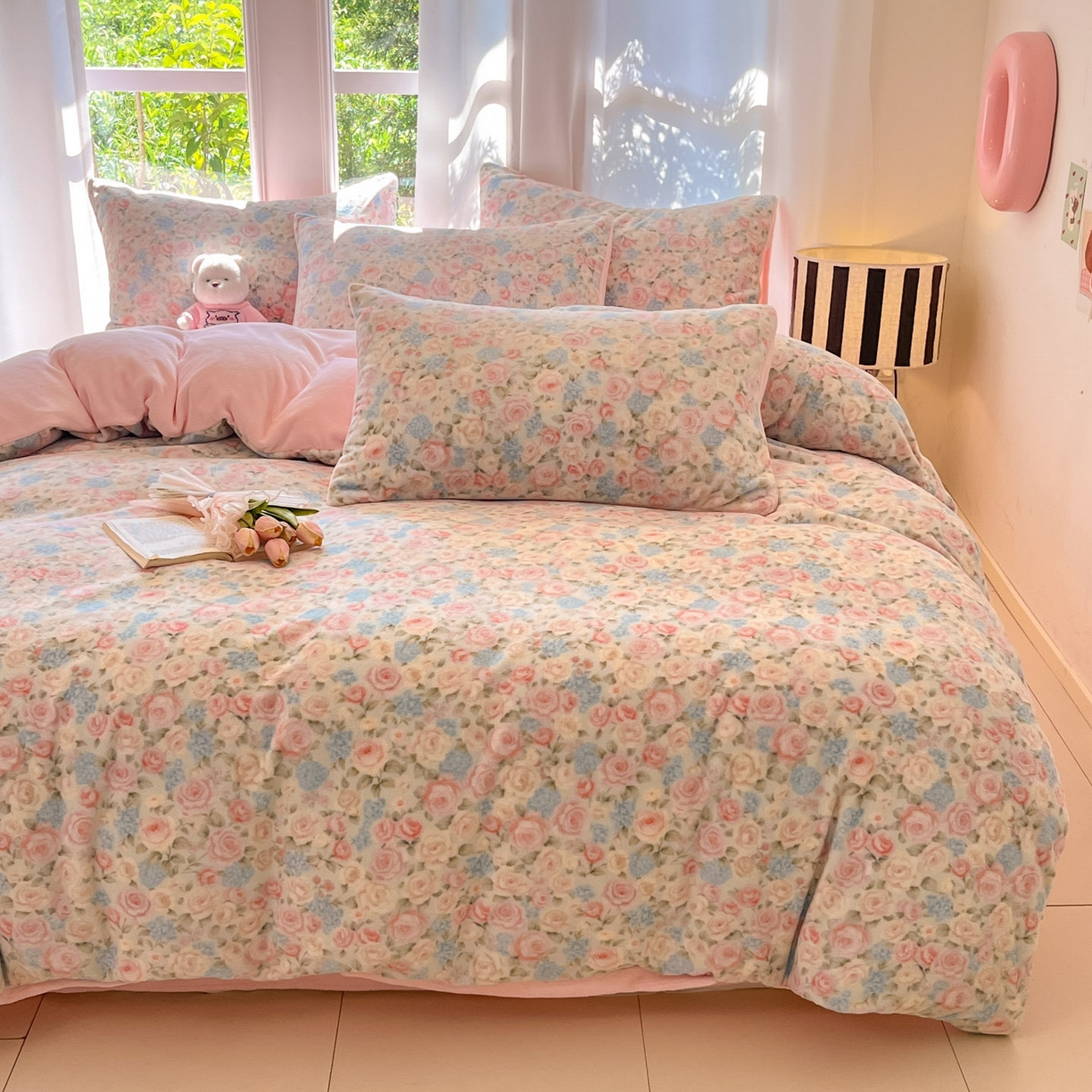 91家纺网 家纺一手货源 找家纺 慕澄家纺 2025新款小清新牛奶绒印花四件套 繁花