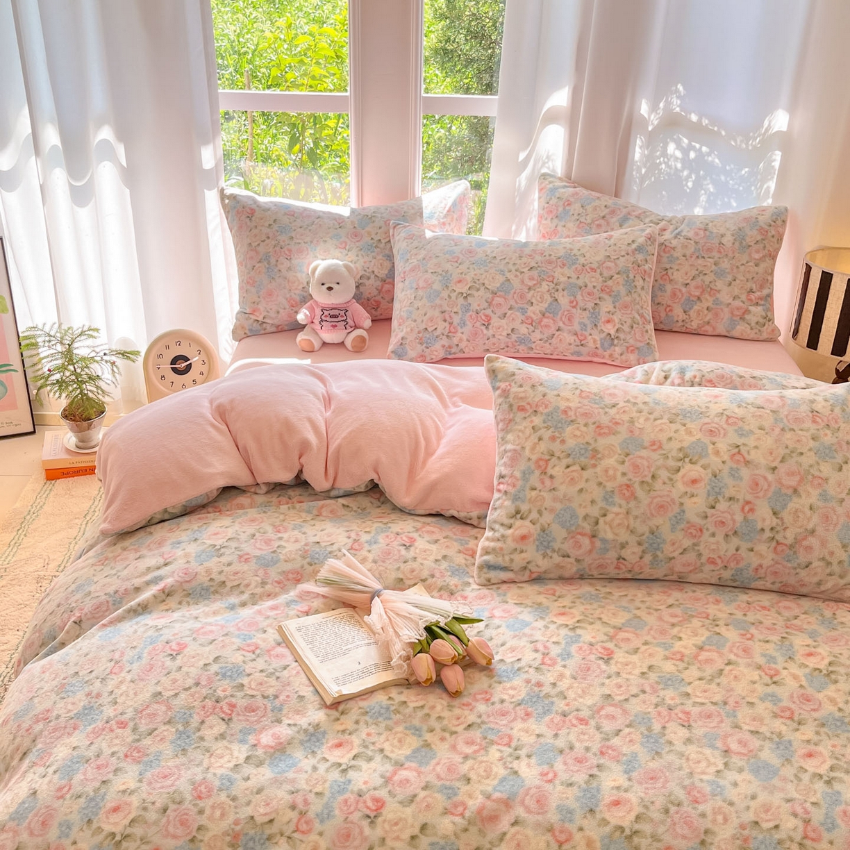 91家纺网 家纺一手货源 找家纺 慕澄家纺 2025新款小清新牛奶绒印花四件套 繁花