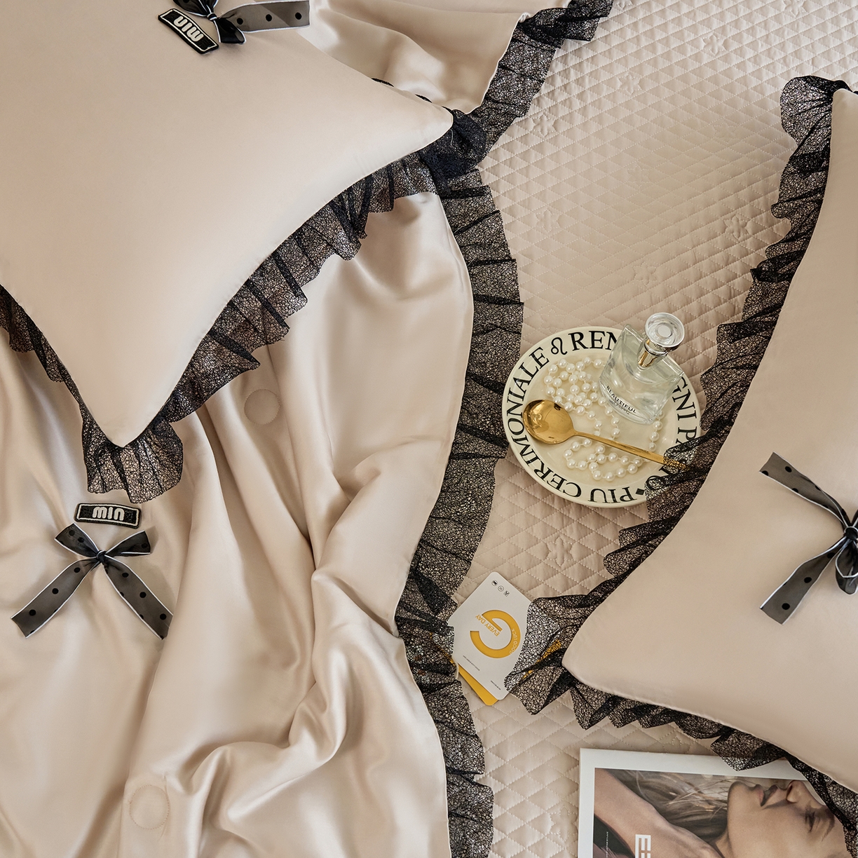 91家纺网 家纺一手货源 找家纺 优希家纺 2025新款凯瑟琳夏被四件套 卡其