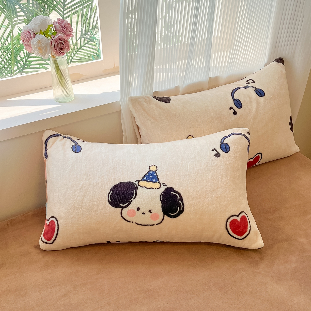 91家纺网 家纺一手货源 找家纺 慕澄家纺 2025新款小清新牛奶绒印花四件套 酷酷狗