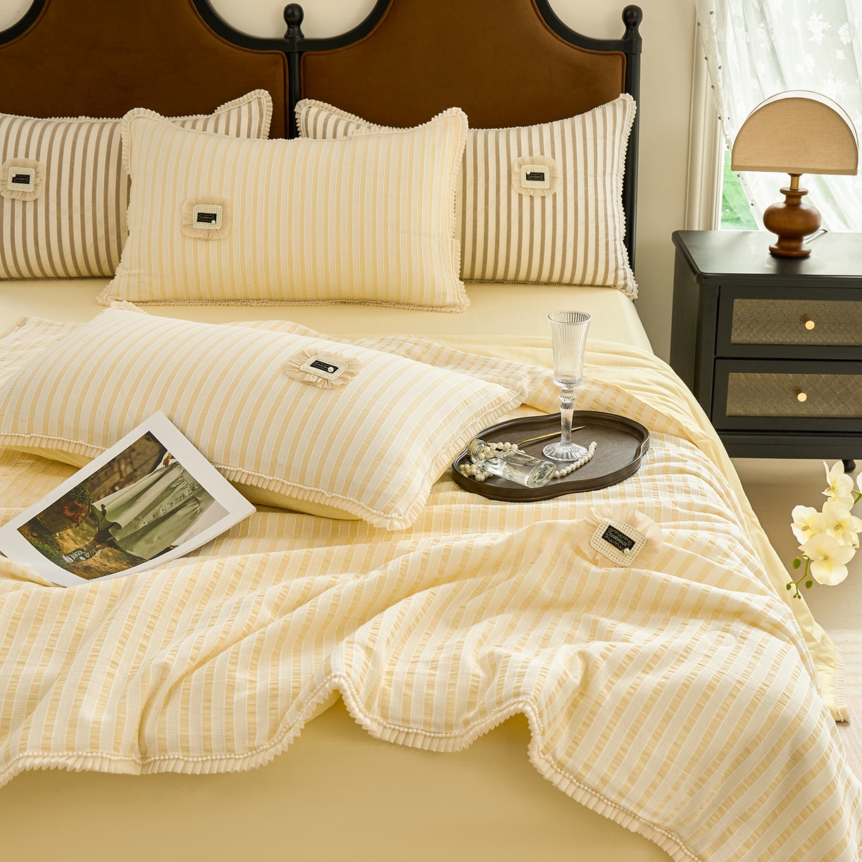 优希家纺 2025新款花间语夏被四件套 黄色