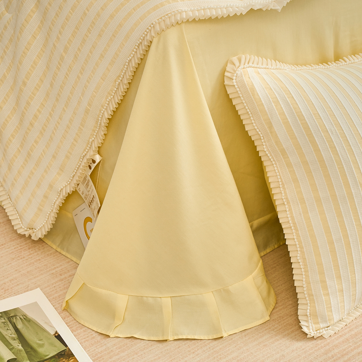 91家纺网 家纺一手货源 找家纺 优希家纺 2025新款花间语夏被四件套 黄色