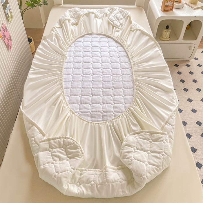 91家纺网 家纺一手货源 找家纺 （总）小禹仔家纺 2025新款亲肤面包格夹棉床笠-学生图