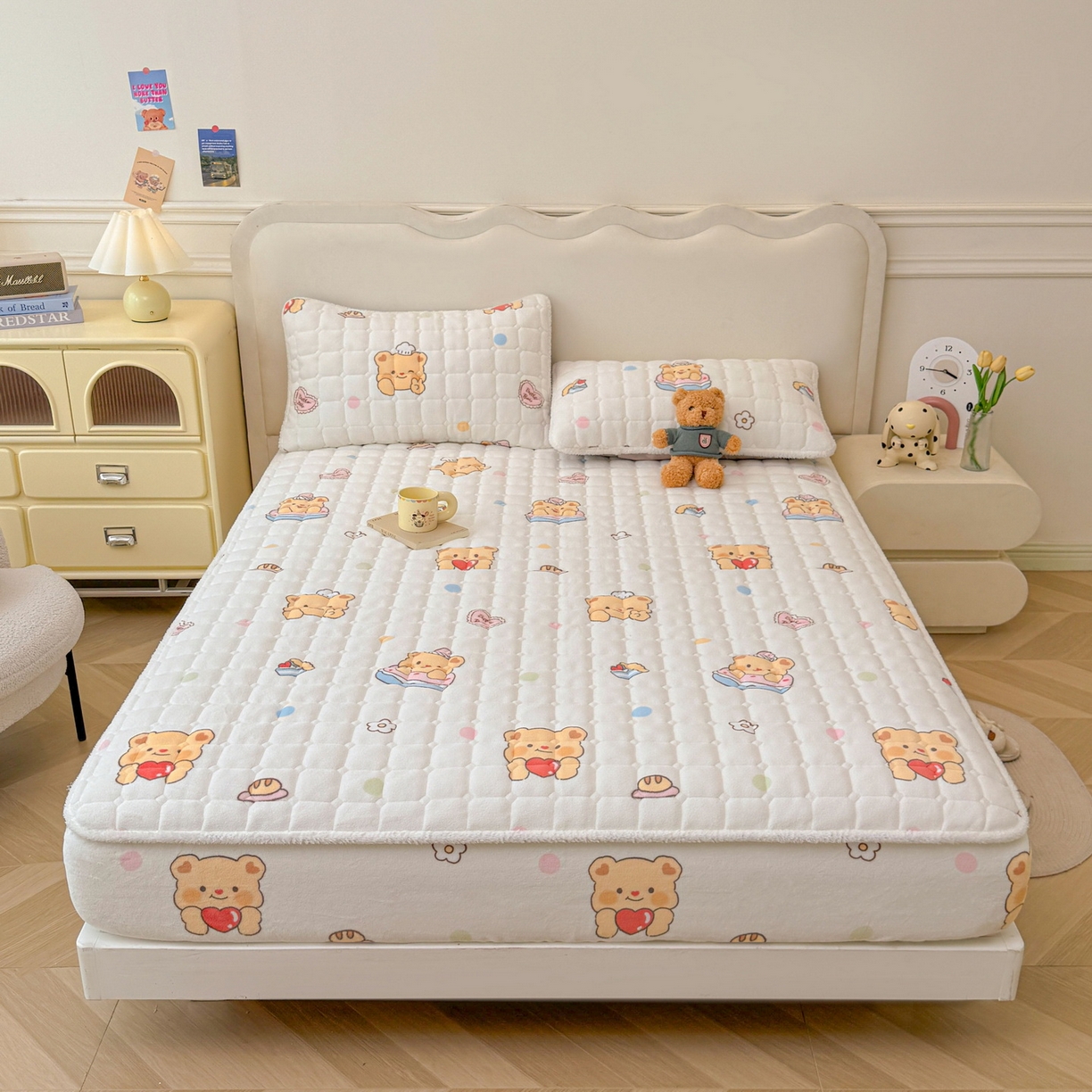 91家纺网 家纺一手货源 找家纺 （总）LIFE.丽芙 2025秋冬新款A类牛奶绒加厚夹棉床笠+被套组合四件套