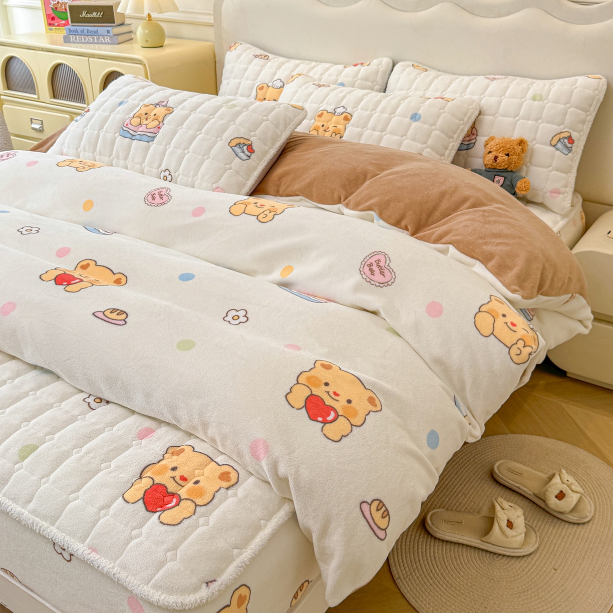 91家纺网 家纺一手货源 找家纺 （总）LIFE.丽芙 2025秋冬新款A类牛奶绒加厚夹棉床笠+被套组合四件套