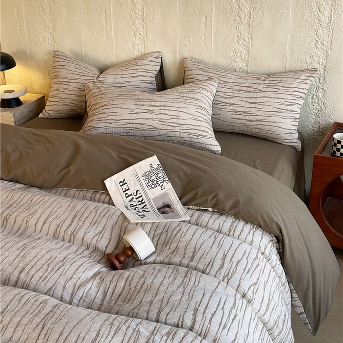 91家纺网 家纺一手货源 找家纺 琪格格纺织 2025新款复古简约棉麻轻奢大提花全棉加厚磨毛四件套 纳斯-棕