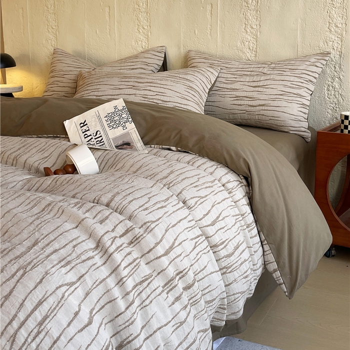 91家纺网 家纺一手货源 找家纺 琪格格纺织 2025新款复古简约棉麻轻奢大提花全棉加厚磨毛四件套 纳斯-棕