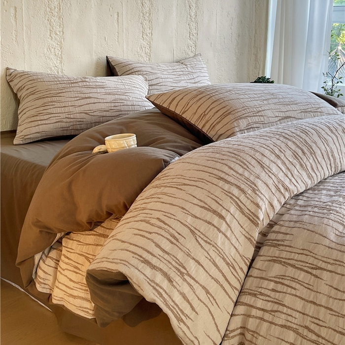 （总）琪格格纺织 2025新款复古简约棉麻轻奢大提花全棉加厚磨毛四件套