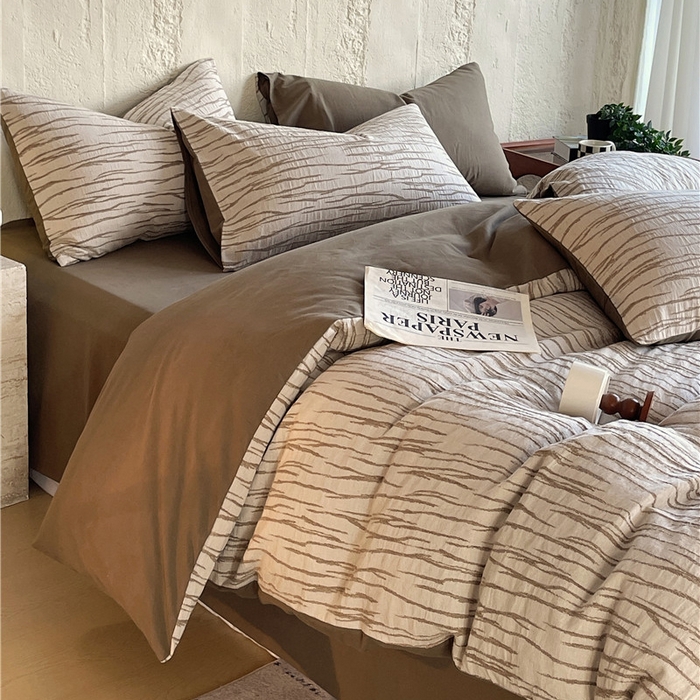 91家纺网 家纺一手货源 找家纺 （总）琪格格纺织 2025新款复古简约棉麻轻奢大提花全棉加厚磨毛四件套