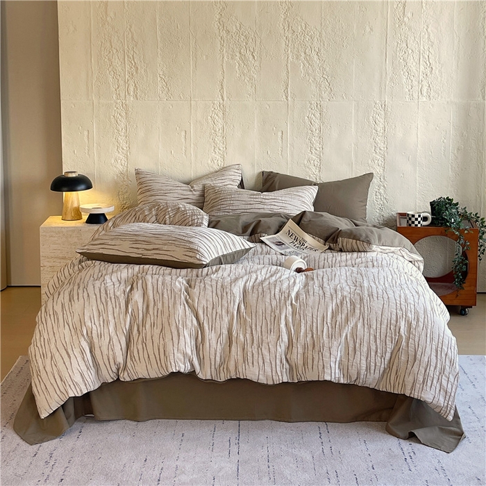 91家纺网 家纺一手货源 找家纺 （总）琪格格纺织 2025新款复古简约棉麻轻奢大提花全棉加厚磨毛四件套