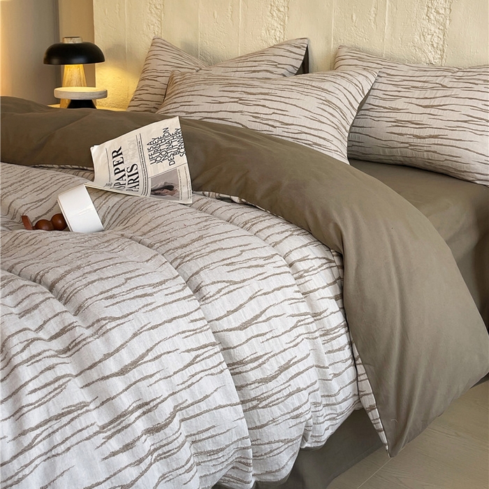 91家纺网 家纺一手货源 找家纺 琪格格纺织 2025新款复古简约棉麻轻奢大提花全棉加厚磨毛四件套 纳斯-棕