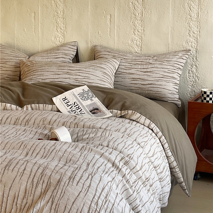 91家纺网 家纺一手货源 找家纺 琪格格纺织 2025新款复古简约棉麻轻奢大提花全棉加厚磨毛四件套 纳斯-棕