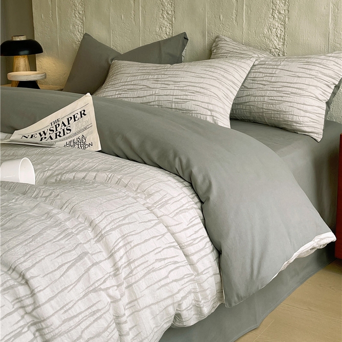 91家纺网 家纺一手货源 找家纺 琪格格纺织 2025新款复古简约棉麻轻奢大提花全棉加厚磨毛四件套 纳斯-灰