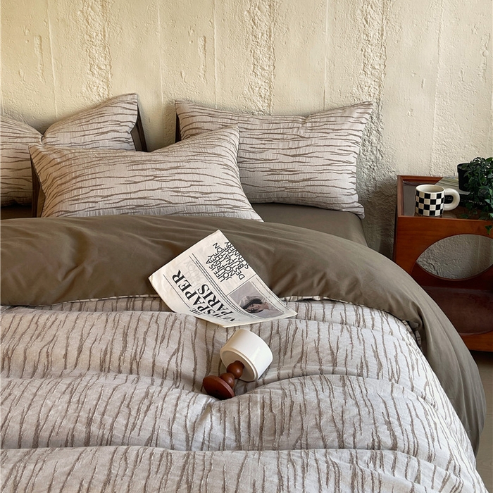 91家纺网 家纺一手货源 找家纺 （总）琪格格纺织 2025新款复古简约棉麻轻奢大提花全棉加厚磨毛四件套