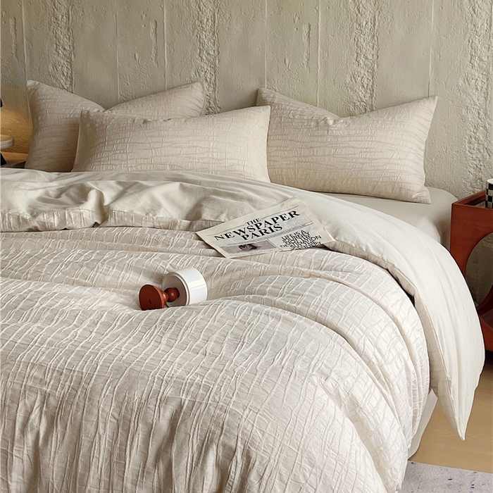 91家纺网 家纺一手货源 找家纺 琪格格纺织 2025新款复古简约棉麻轻奢大提花全棉加厚磨毛四件套 纳斯-本色麻