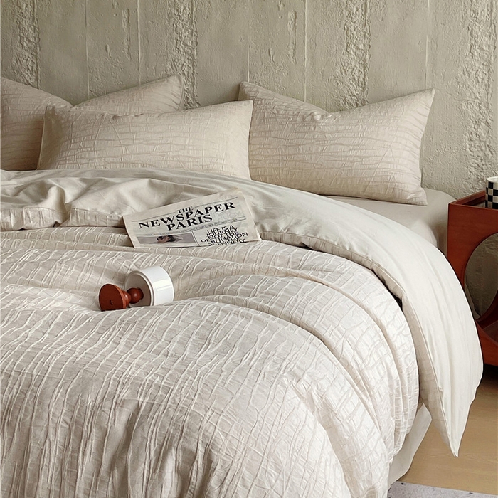 91家纺网 家纺一手货源 找家纺 琪格格纺织 2025新款复古简约棉麻轻奢大提花全棉加厚磨毛四件套 纳斯-本色麻