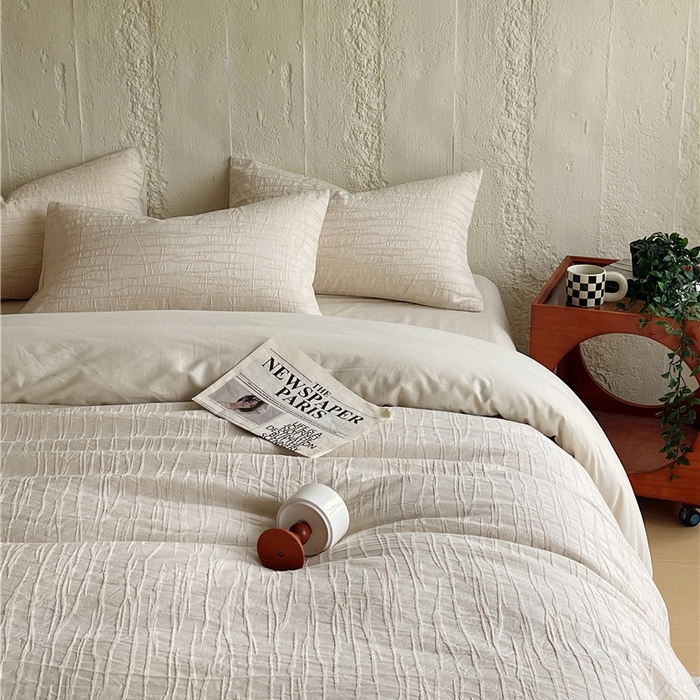 91家纺网 家纺一手货源 找家纺 琪格格纺织 2025新款复古简约棉麻轻奢大提花全棉加厚磨毛四件套 纳斯-本色麻