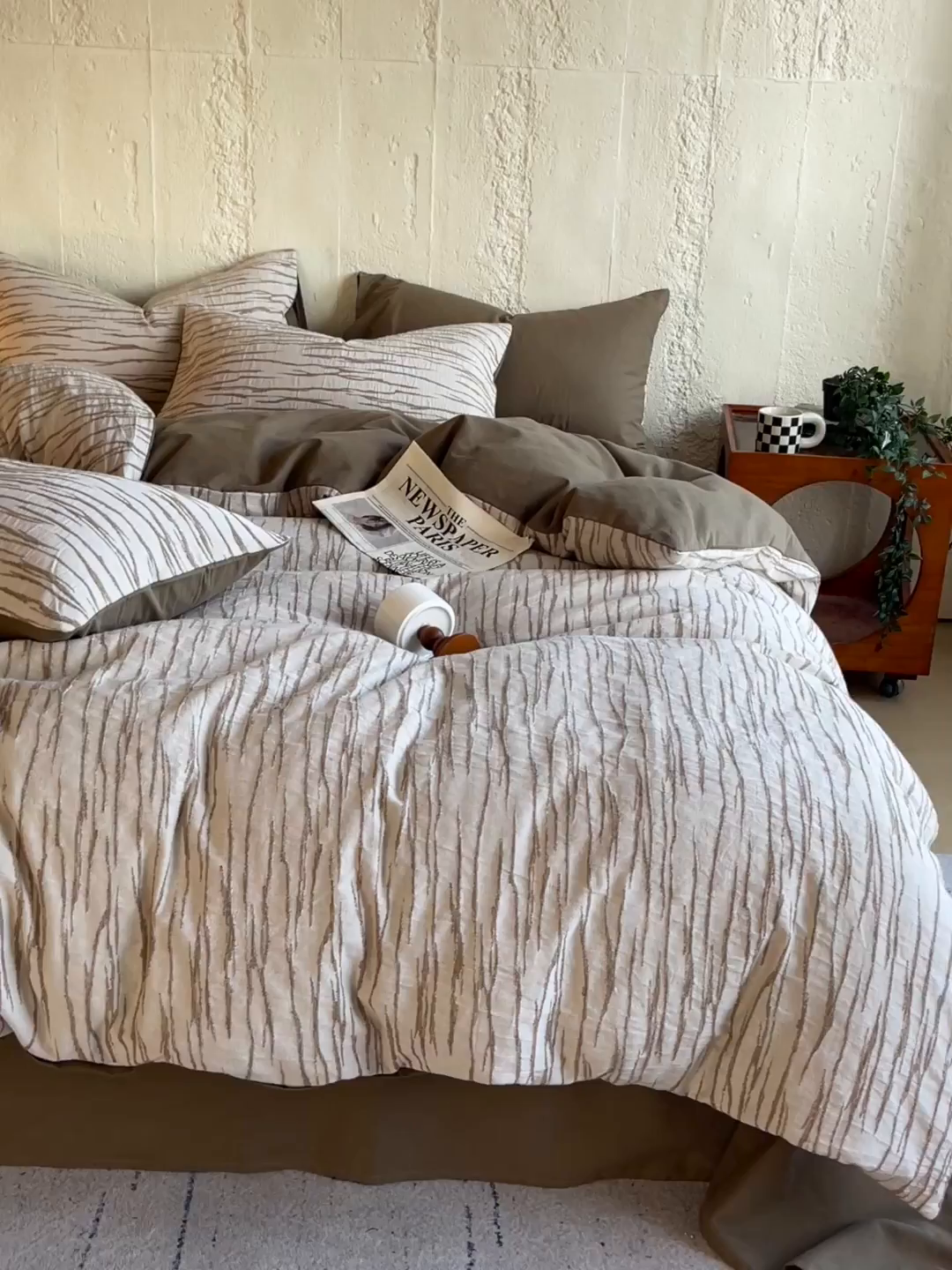 91家纺网 家纺一手货源 找家纺 （总）琪格格纺织 2025新款复古简约棉麻轻奢大提花全棉加厚磨毛四件套