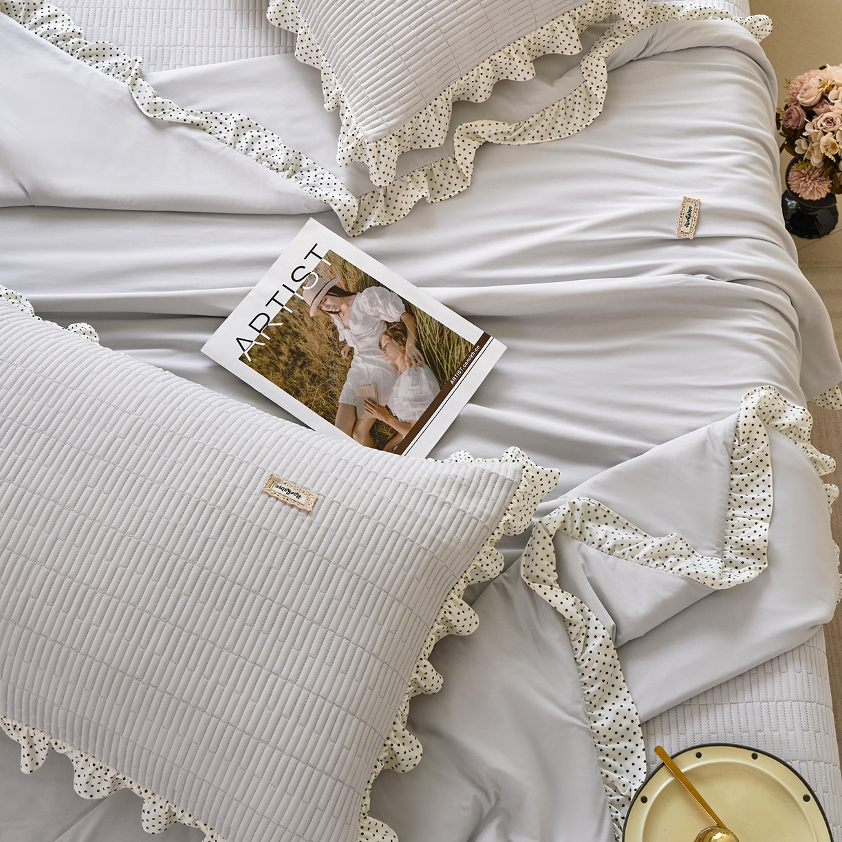 91家纺网 家纺一手货源 找家纺 优希家纺 2025新款芬妮夏被四件套 灰色