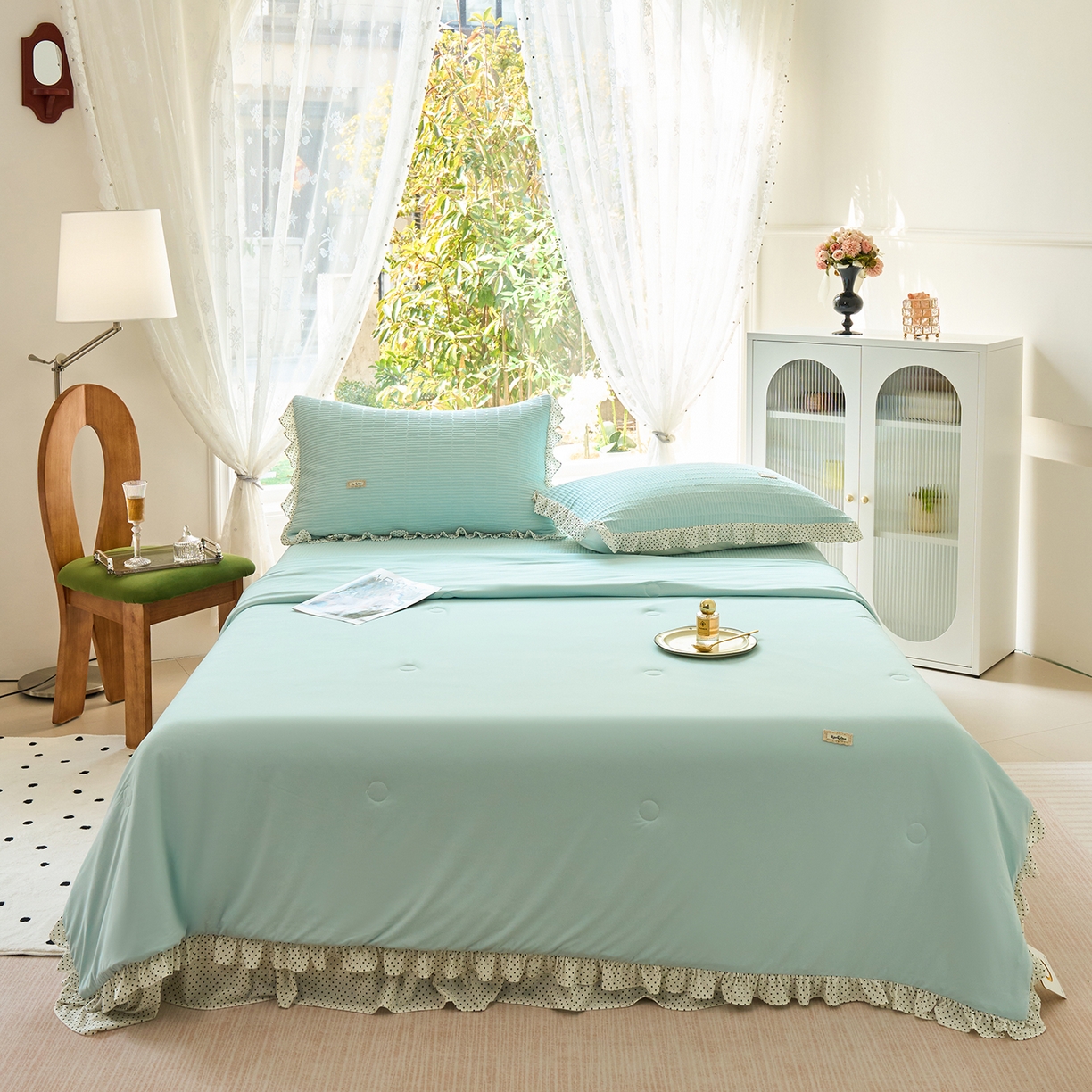 优希家纺 2025新款芬妮夏被四件套 蓝色