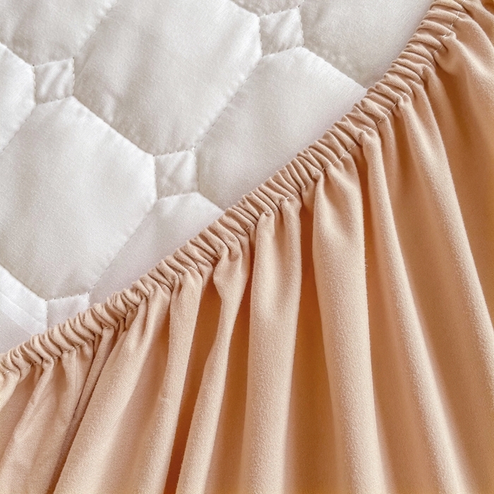 91家纺网 家纺一手货源 找家纺 小禹仔家纺 2025新款亲肤面包格夹棉床笠-学生图 面包格-卡其