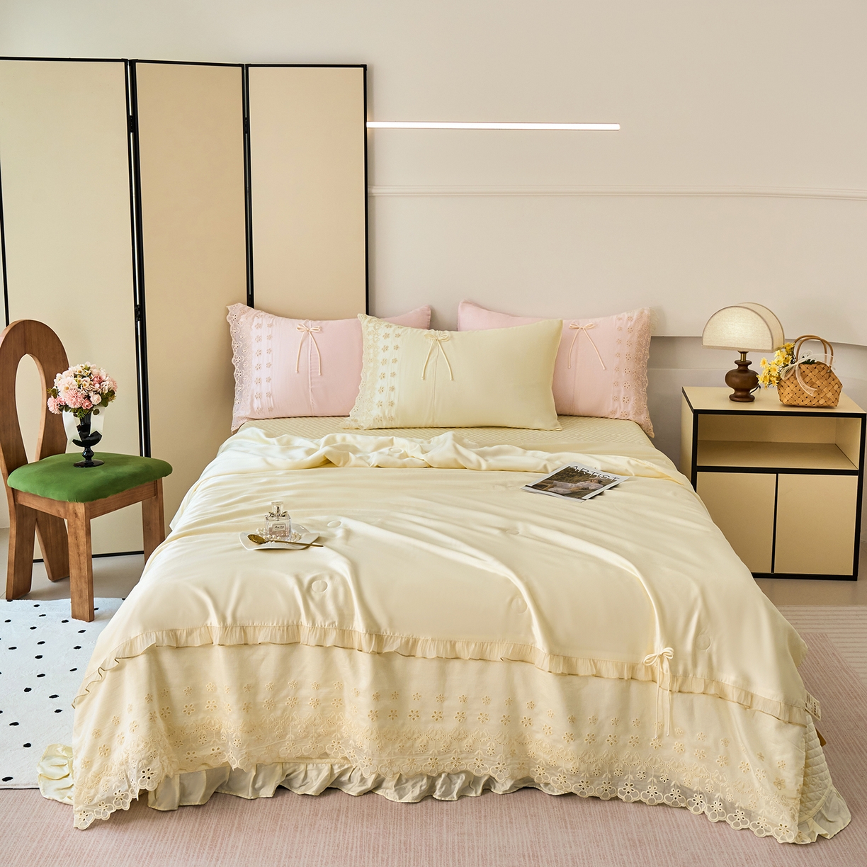 91家纺网 家纺一手货源 找家纺 （总）优希家纺 2025新款安雅夏被床盖四件套