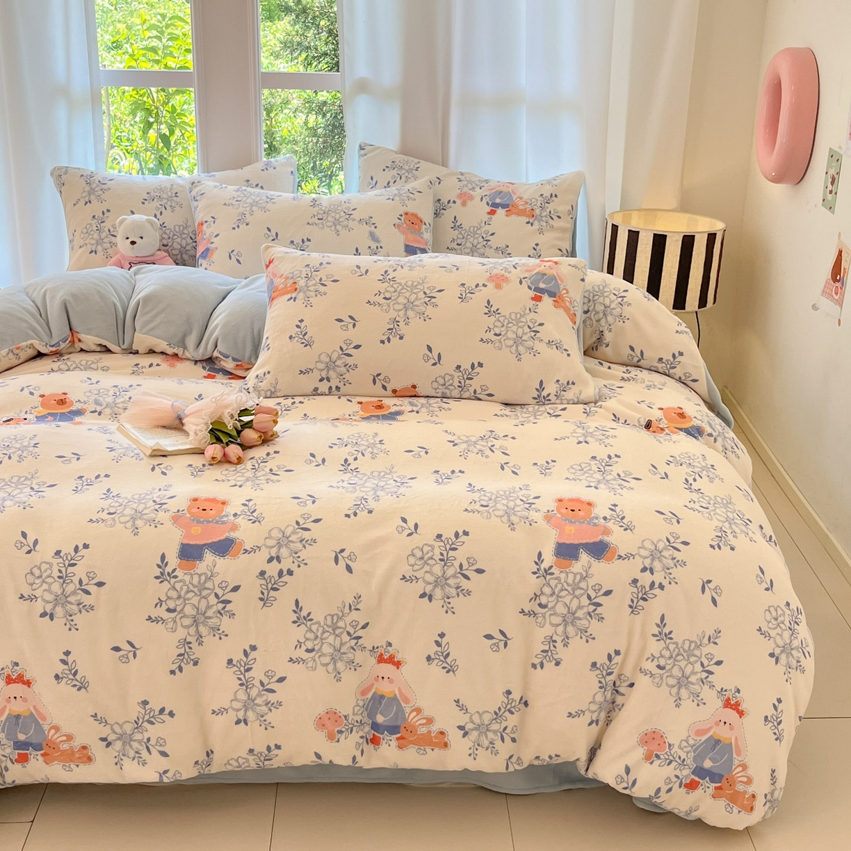 91家纺网 家纺一手货源 找家纺 慕澄家纺 2025新款小清新牛奶绒印花四件套 小美好