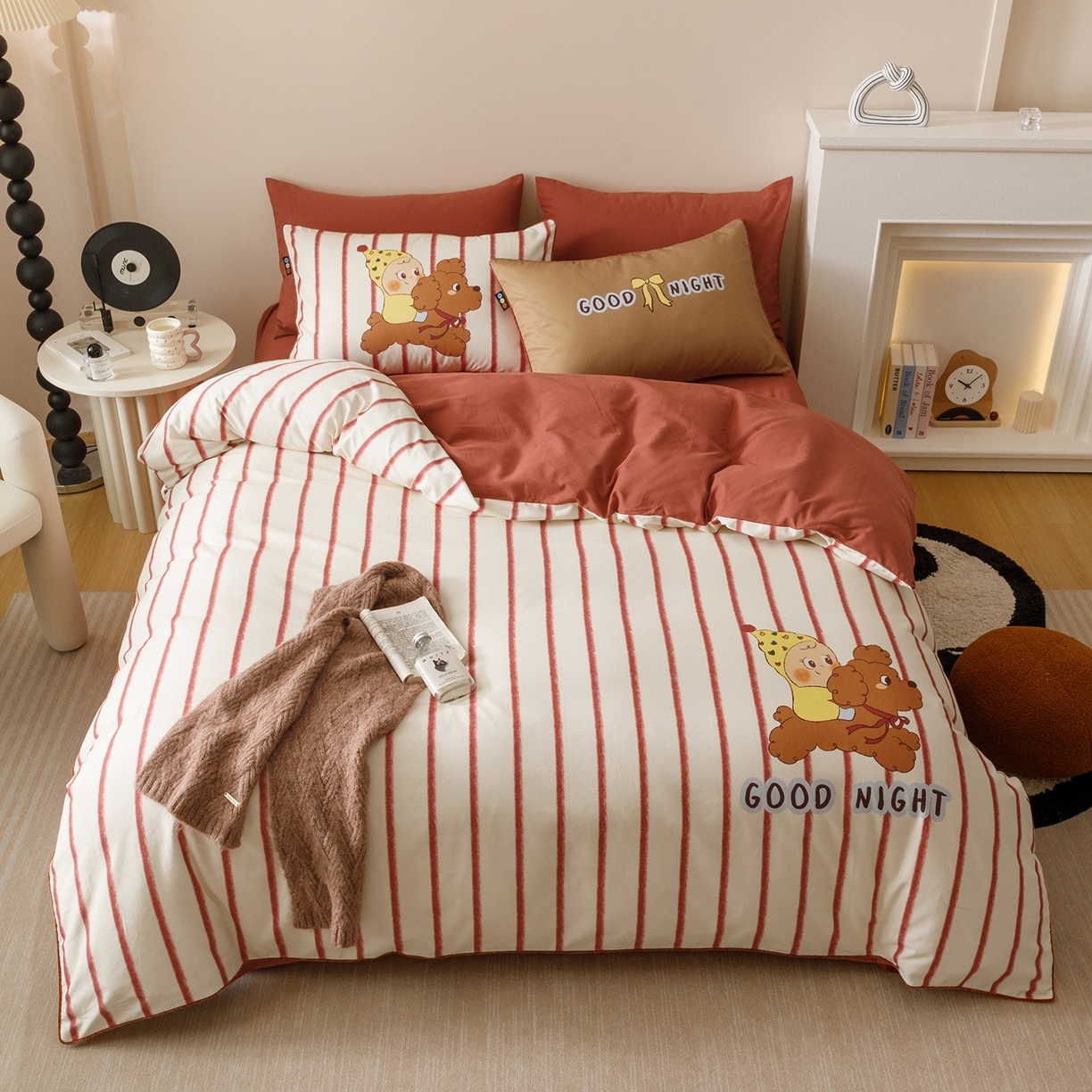 91家纺网 家纺一手货源 找家纺 （总）RYB红黄兰 2025新款全棉纯棉加厚磨毛大版数码印花嵌绳四件套