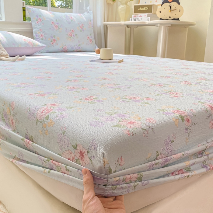 91家纺网 家纺一手货源 找家纺 朵朵家纺 2025新款超柔印花单床笠单品学生宿舍床垫保护套 床笠（床垫保护套可定制尺寸 ） 沁园春