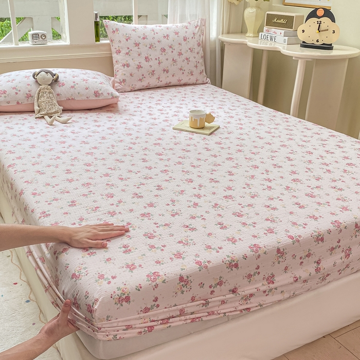 91家纺网 家纺一手货源 找家纺 朵朵家纺 2025新款超柔印花单床笠单品学生宿舍床垫保护套 床笠（床垫保护套可定制尺寸 ） 玫瑰庄园